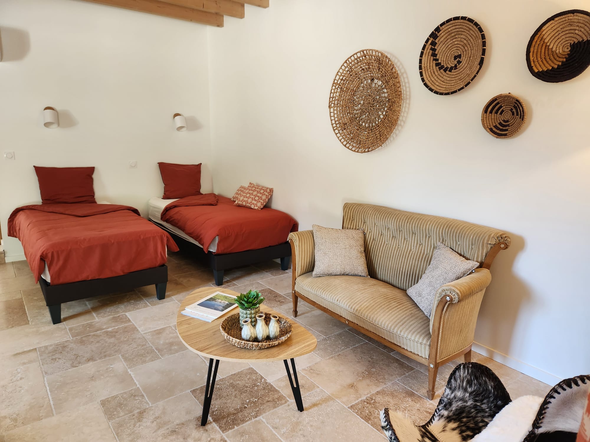 La chambre d’hôte, deux lits simples